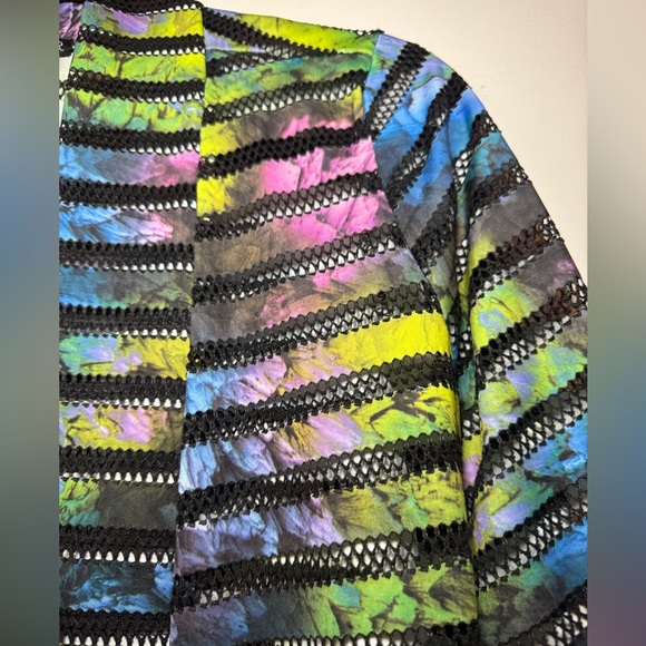 Changes R Bright Color Sheer layer jacket 3/4 Sleeve 80s vintage retro M - Picture 3 of 8